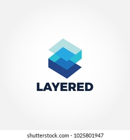 Modern Technology Blue Layer Logo Sign Symbol Icon