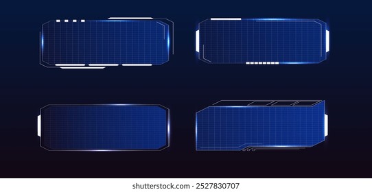 Caixa de tecnologia moderna ou HUD UI cyber vetor de luz brilhante editável