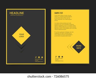 Modern technology brochure design, minimal business flyer layout. Corporate identity leaflet template. Black and yellow presentation, magazine cover