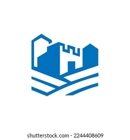 modern technology building logo design design and simple
