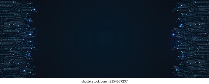 Modern technology circuit board texture background design. Quantum computer technologies concepts, large data processing. Futuristic blue circuit board background. Minimal vector motherboard.