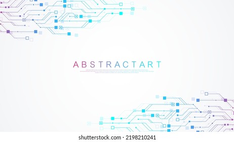 Modern technology circuit board texture background design. Waves flow. Quantum explosion technology. Quantum computer technologies concepts. Futuristic blue circuit board background vector motherboard