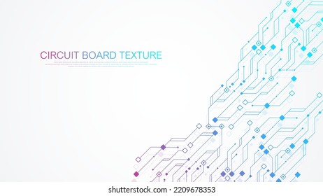 Modern technology circuit board texture background design. Waves flow. Quantum explosion technology. Quantum computer technologies concepts. Futuristic blue circuit board background vector motherboard