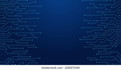 Modern technology circuit board texture background. Futuristic blue circuit board background. Quantum computer technology. Vector illustration
