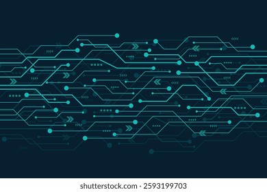 Modern technology circuit board texture background. Futuristic blue circuit board background