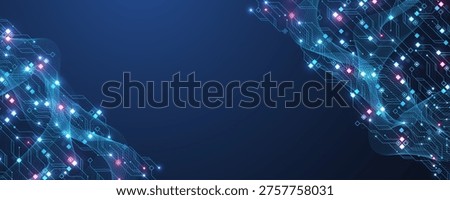 Modern technology circuit board texture background design. Quantum computer technology concept. Futuristic blue circuit board system background. Motherboard vector illustration