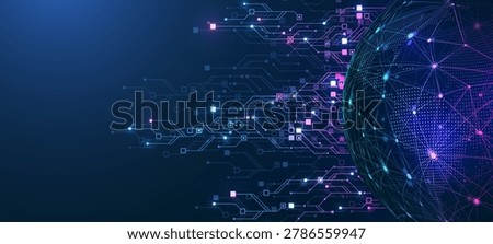 Modern technology circuit board texture background design. Quantum computer technology concept. Futuristic blue circuit board system background. Motherboard vector illustration