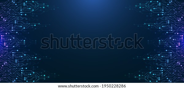 Modern technology circuit board texture\
background design. Quantum computer technologies concepts, large\
data processing. Futuristic blue circuit board background. Minimal\
vector motherboard.