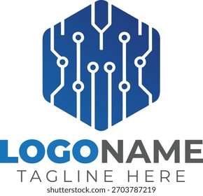 Diseño moderno del logotipo del hexágono del circuito de Tecnología