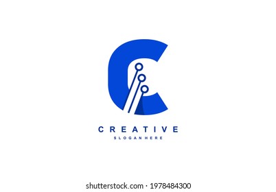 Modern Technology Circuit Letter C Logotype