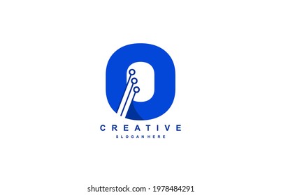 Modern Technology Circuit Letter O Logotype