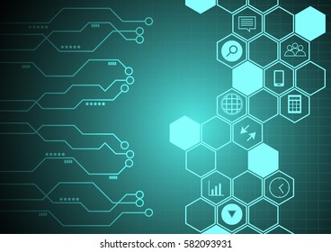 Modern technology with circuit and social media connection icon vector illustration