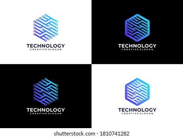 Modern technology circuits creative logo template