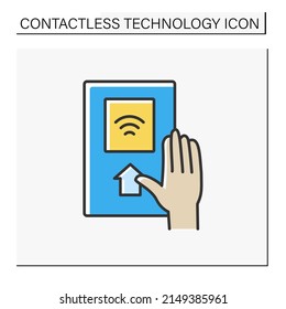 Modern Technology Color Icon. Touchless Subway Pass. Contactless Technology Concept. Isolated Vector Illustration