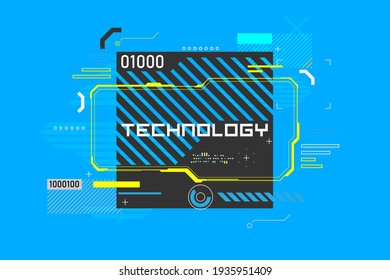 El fondo colorido de la tecnología moderna. Resumen de banner de alta tecnología con lugar para texto. Pantalla digital con elementos HUD.