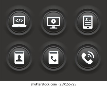 Modern Technology and Communication on Black Bevel Round Buttons