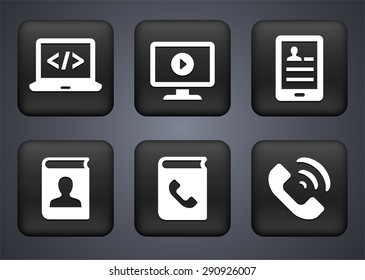 Modern Technology and Communication on Black Square Buttons