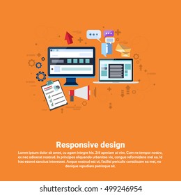 Modern Technology Computer Responsive Design Business Web Banner Flat Vector Illustration