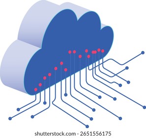 Modern technology concept for clouding computing, blockchain technology Database, Datacenter, artificial intelligence. Transparent background. Vector illustrator