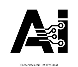 Conceito de tecnologia moderna apresentando letra 'A' estilizada com design de circuito simbolizando inteligência artificial e inovação na era digital