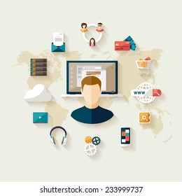 Conceito de tecnologia moderna. Design plano.