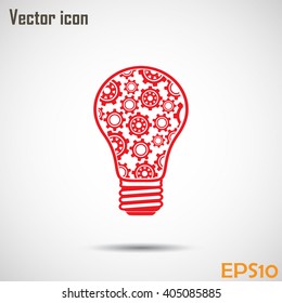Modern Technology Concept , Idea Lightbulb.light bulb with gears and cogs working together