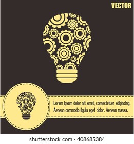 Modern Technology Concept , Idea Lightbulb.light bulb with gears