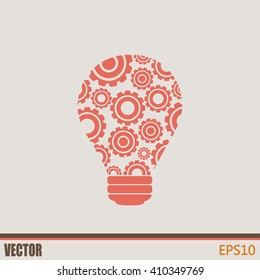 Modern Technology Concept , Idea Lightbulb.light bulb with gears