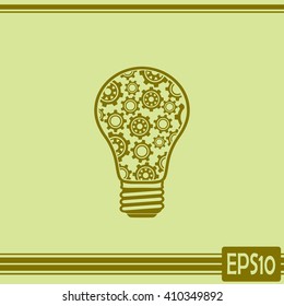 Modern Technology Concept , Idea Lightbulb.light bulb with gears