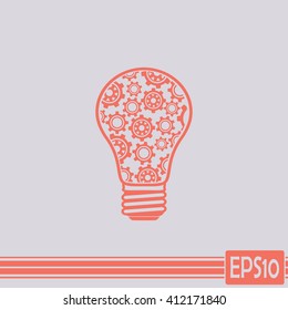 Modern Technology Concept , Idea Lightbulb.light bulb with gears