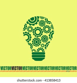 Modern Technology Concept , Idea Lightbulb.light bulb with gears