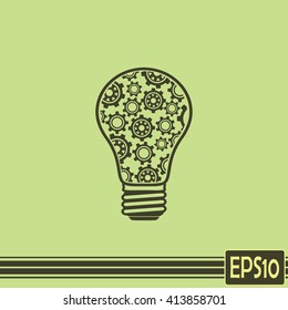 Modern Technology Concept , Idea Lightbulb.light bulb with gears