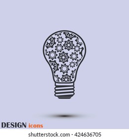 Modern Technology Concept , Idea Lightbulb.light bulb with gears