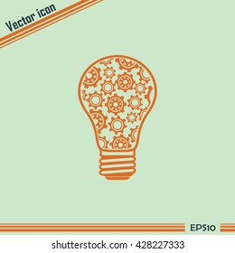 Modern Technology Concept , Idea Lightbulb.light bulb with gears