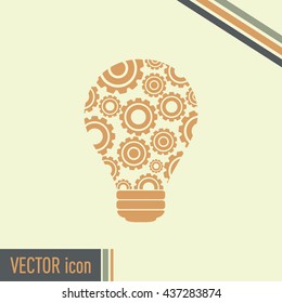 Modern Technology Concept , Idea Lightbulb.light bulb with gears