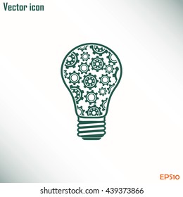 Modern Technology Concept , Idea Lightbulb.light bulb with gears