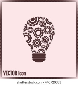 Modern Technology Concept , Idea Lightbulb.light bulb with gears
