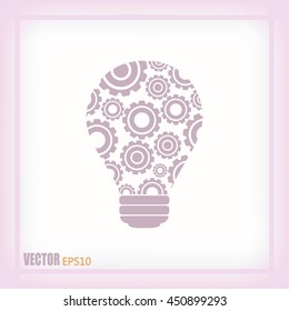 Modern Technology Concept , Idea Lightbulb.light bulb with gears