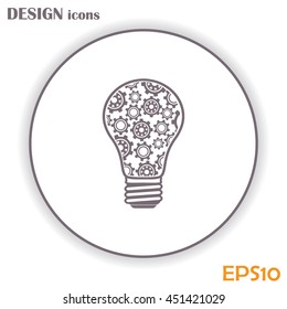 Modern Technology Concept , Idea Lightbulb.light bulb with gears