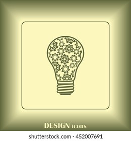 Modern Technology Concept , Idea Lightbulb.light bulb with gears