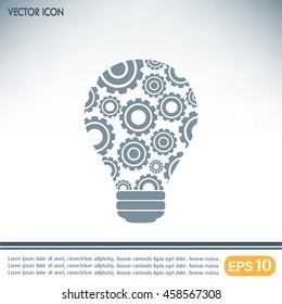 Modern Technology Concept , Idea Lightbulb.light bulb with gears