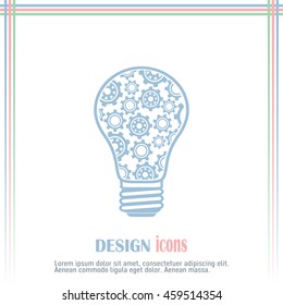 Modern Technology Concept , Idea Lightbulb.light bulb with gears