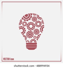 Modern Technology Concept , Idea Lightbulb.light bulb with gears