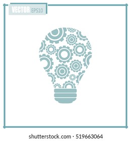 Modern Technology Concept , Idea Lightbulb.light bulb with gears