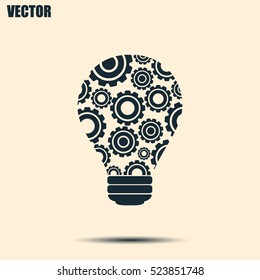 Modern Technology Concept , Idea Lightbulb.light bulb with gears