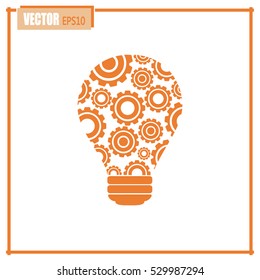 Modern Technology Concept , Idea Lightbulb.light bulb with gears