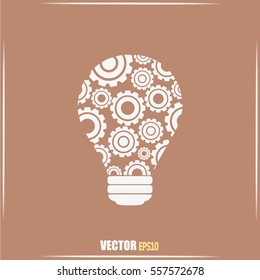Modern Technology Concept , Idea Lightbulb.light bulb with gears