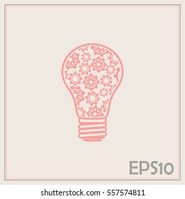 Modern Technology Concept , Idea Lightbulb.light bulb with gears