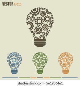 Modern Technology Concept , Idea Lightbulb.light bulb with gears
