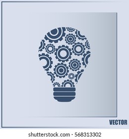 Modern Technology Concept , Idea Lightbulb.light bulb with gears